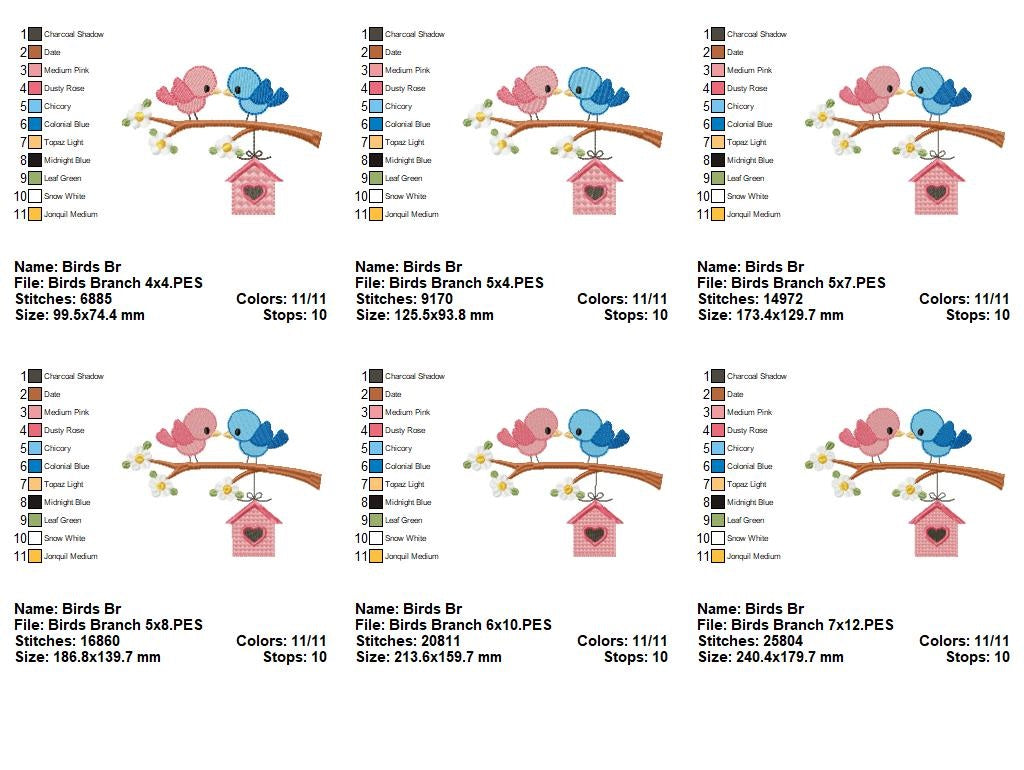 💕 Lovebird Perch Delight 🐦 – Applique – Machine Embroidery Design