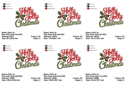 Holly Jolly Sparkle – Satin Stitch – Machine Embroidery Design