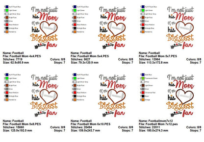 I’m Not Just His Mom Football Heart – Appliqué – Machine Embroidery Design