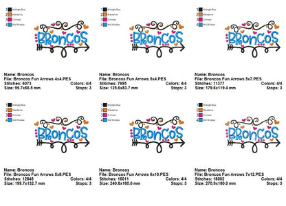 Broncos with Fun Arrows – Satin Stitch – Machine Embroidery Design