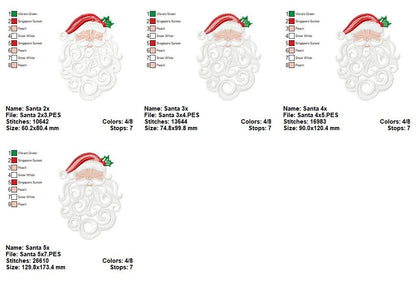Santa Claus Face - Fill Stitch - Machine Embroidery Design