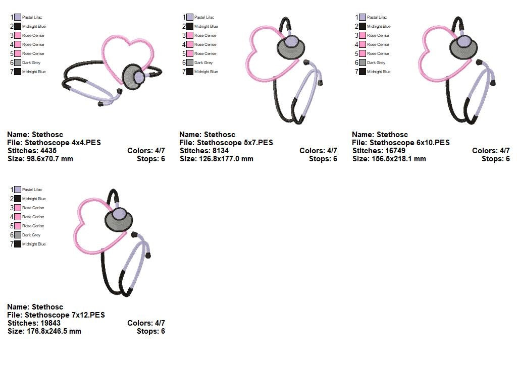Heart Stethoscope – Appliqué – Machine Embroidery Design