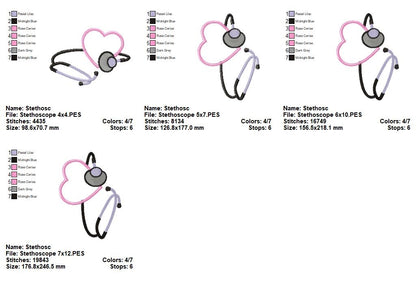 Heart Stethoscope – Appliqué – Machine Embroidery Design