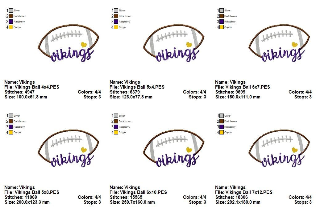 Vikings Football – Satin Stitch – Machine Embroidery Design