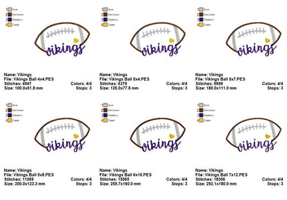 Vikings Football – Satin Stitch – Machine Embroidery Design