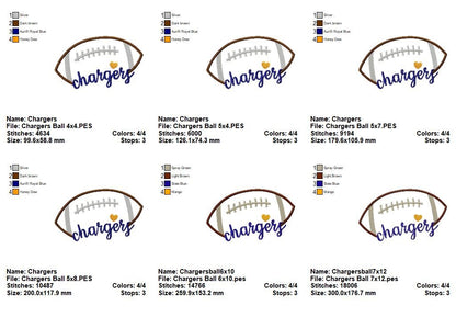 Chargers Football - Satin Stitch – Machine Embroidery Design