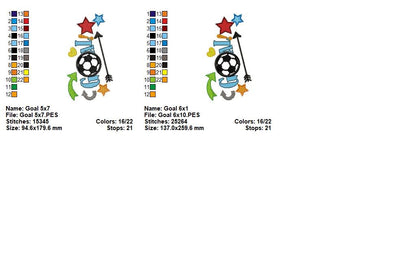 Goal Soccer Fun - Appliqué - Machine Embroidery Design