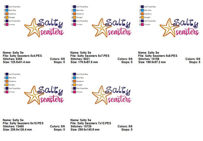 Salty Seasters – Appliqué – Machine Embroidery Design