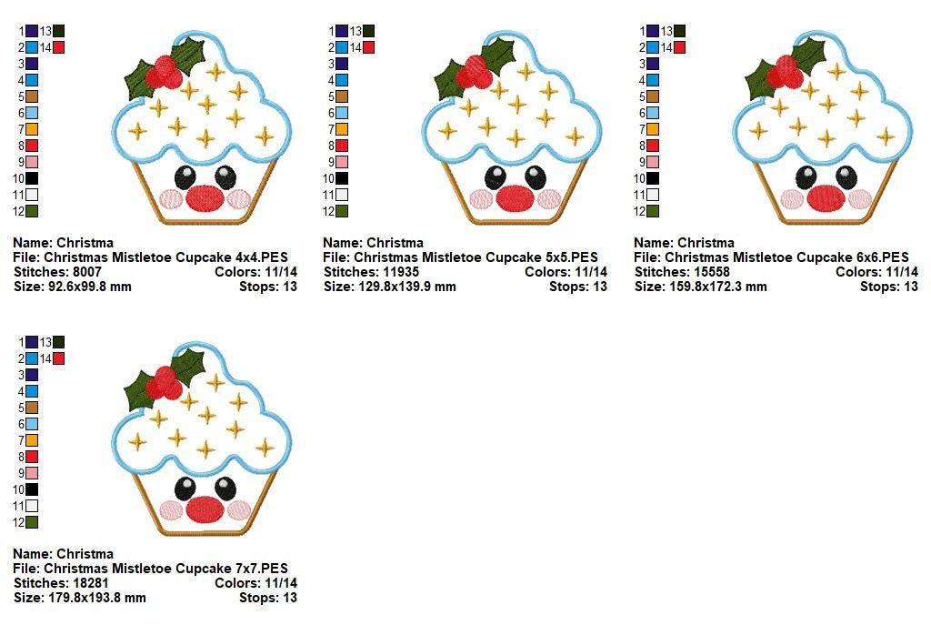 Christmas Cupcake Sweethearts Collection - Appliqué - Machine Embroidery Design