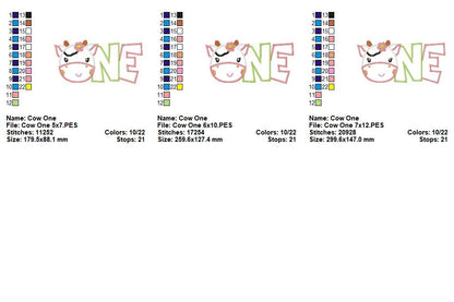 Sweet Cow First Birthday - Applique - Machine Embroidery Design