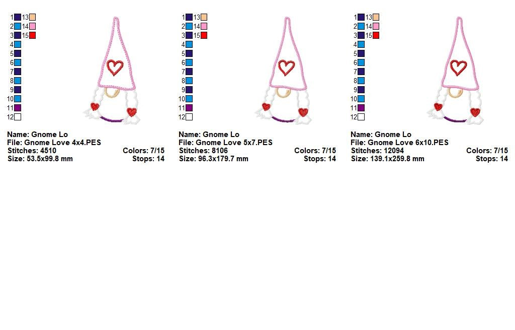 Love Gnome Appliqué – Machine Embroidery Design