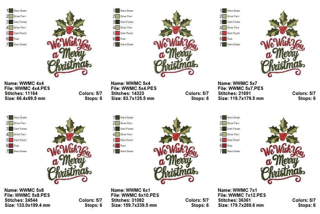 Sweet Christmas Wishes Lettering – Satin Stitch – Machine Embroidery Design