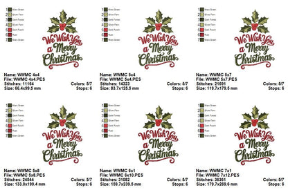 Sweet Christmas Wishes Lettering – Satin Stitch – Machine Embroidery Design