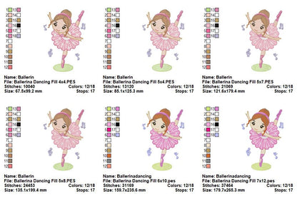 Twirling Ballerina - Fill Stitch - Machine Embroidery Design