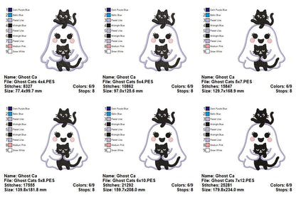 Ghost with Black Cats - Applique - Machine Embroidery Design 👻🐾🖤🎃