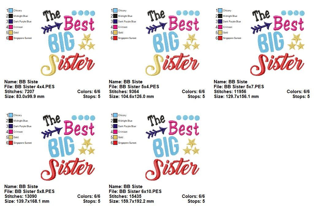 The Best Big Sister – Fill Stitch – Machine Embroidery Design