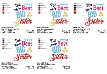 The Best Big Sister – Fill Stitch – Machine Embroidery Design