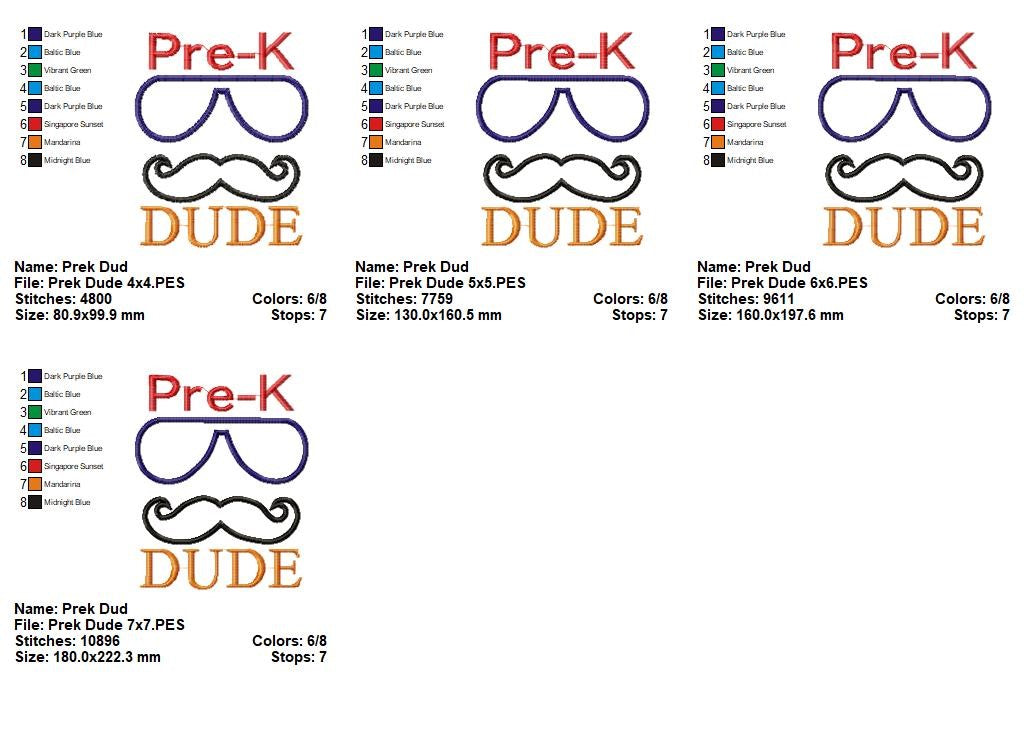 Pre-K Dude - Appliqué - Machine Embroidery Design