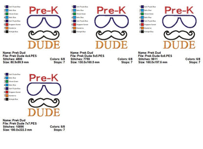 Pre-K Dude - Appliqué - Machine Embroidery Design