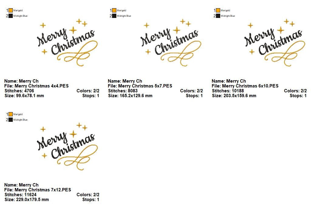 Merry Christmas Sparkle - Satin Stitch - Machine Embroidery Design