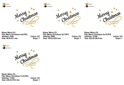 Merry Christmas Sparkle - Satin Stitch - Machine Embroidery Design