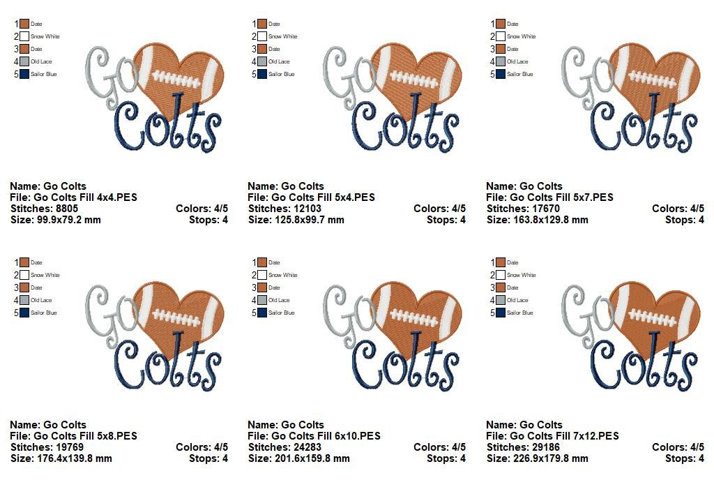 Go Colts - Fill Stitch – Machine Embroidery Design
