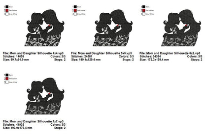 Mom and Baby Silhouette Bundle – Fill Stitch – Machine Embroidery Design