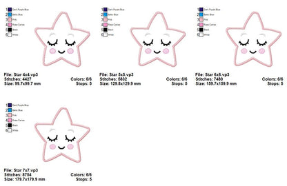 Sleepy Sky Friends - Appliqué - Machine Embroidery Design