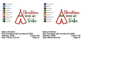 Christmas Tribe Teepee - Appliqué - Machine Embroidery Design
