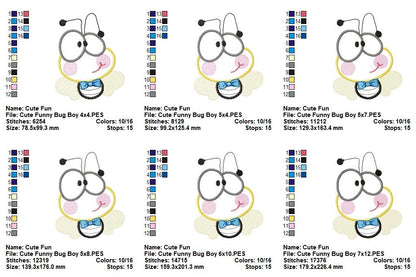 Cute Funny Bugs Bundle - Appliqué - Machine Embroidery Design