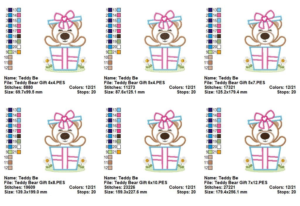 Teddy Bear Surprise Gift - Appliqué - Machine Embroidery Design