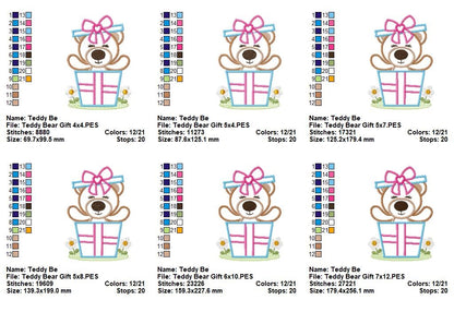 Teddy Bear Surprise Gift - Appliqué - Machine Embroidery Design