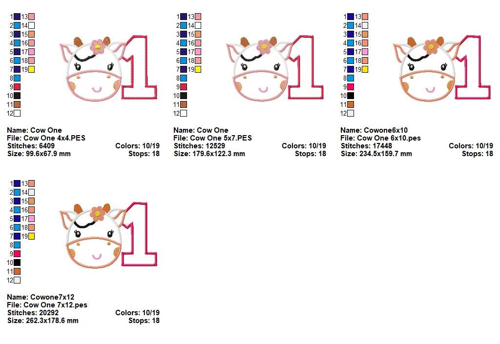 Cow Number One - Appliqué – Machine Embroidery Design