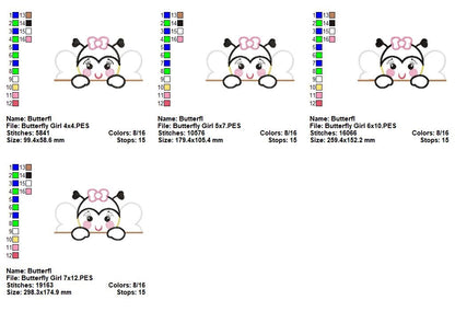 Sweet Peekaboo Butterfly Girl – Appliqué - Machine Embroidery Design