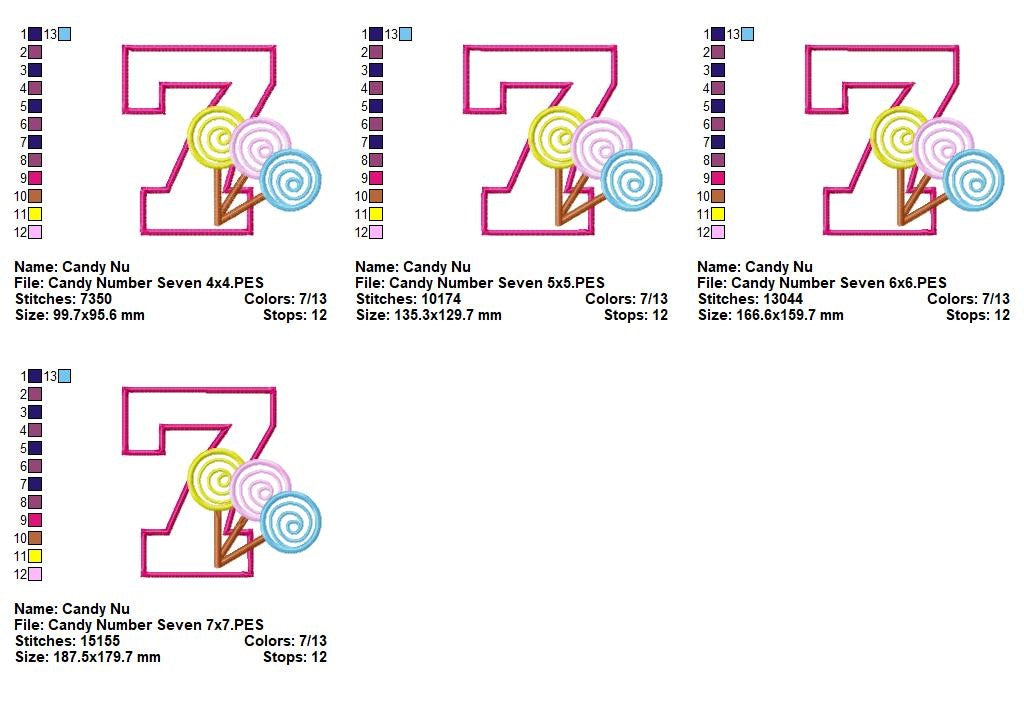 Sweet Candy Seven - Appliqué - Machine Embroidery Design