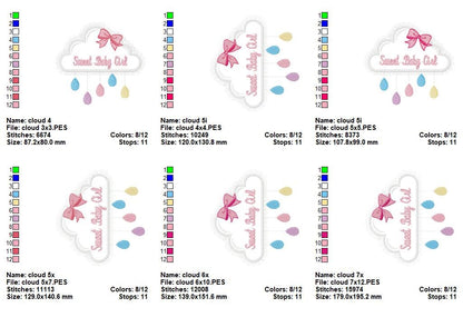 Sweet Baby Girl Cloud – Appliqué – Machine Embroidery Design