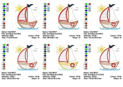 Sunny Sailboat - Applique Stitch - Machine Embroidery Design