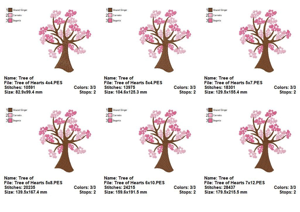 Heart Blossom Tree - Fill Stitch - Machine Embroidery Design
