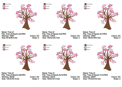 Heart Blossom Tree - Fill Stitch - Machine Embroidery Design