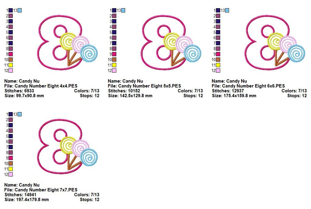 Sweet Candy Eight - Appliqué - Machine Embroidery Design