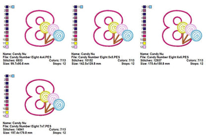 Sweet Candy Eight - Appliqué - Machine Embroidery Design