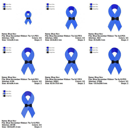 Blue November Ribbon – Fill Stitch – Machine Embroidery Design