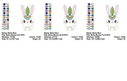 Boho Bunny Embroidery Design – Appliqué – Machine Embroidery Design