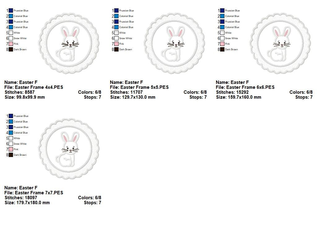 Cute Bunny Frame - Applique - Machine Embroidery Design