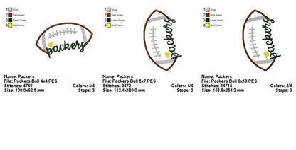 Go Packers Football – Satin Stitch – Machine Embroidery Design