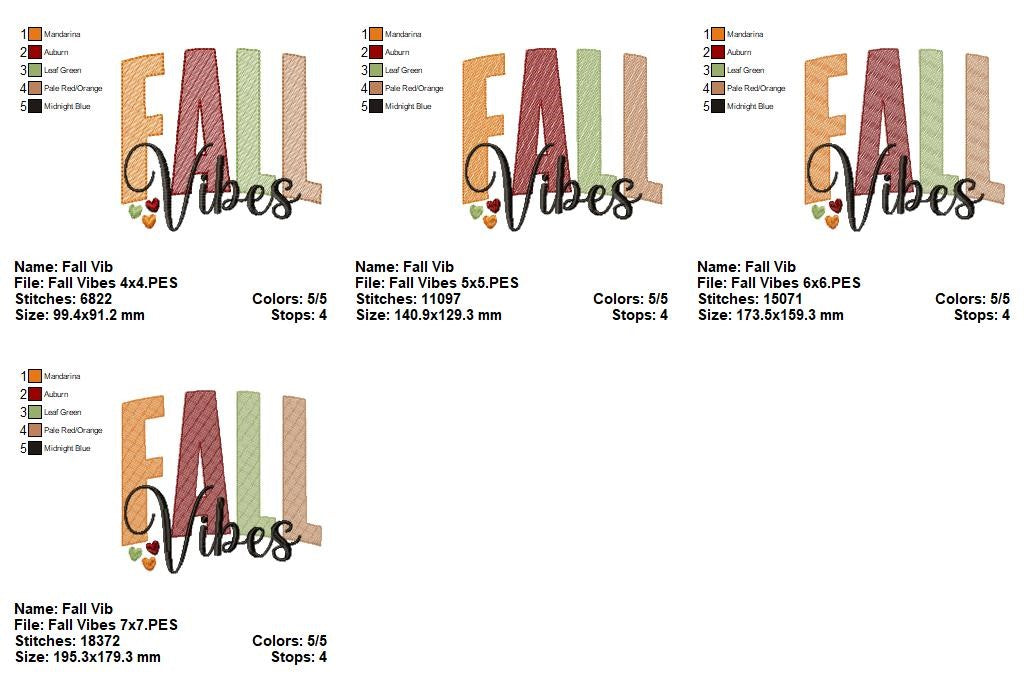 🍁 Fall Vibes Quote Set – Sketch Stitch – Machine Embroidery Design