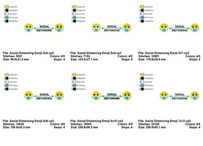 Social Distancing Emoji Design - Fill Stitch - Machine Embroidery Design