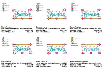 Arrows and Sparkles Broncos – Satin Stitch – Machine Embroidery Design
