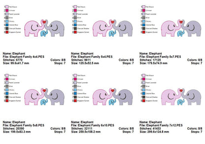 Elephant Family - Fill Stitch – Machine Embroidery Design