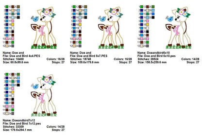Little Woodland Deer Friends - Applique - Machine Embroidery Design